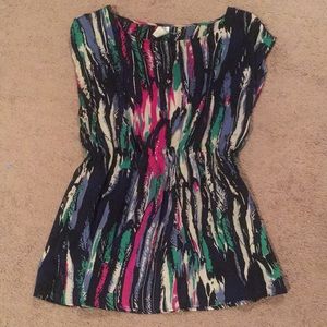 Multi-Color Cinched Waist Blouse
